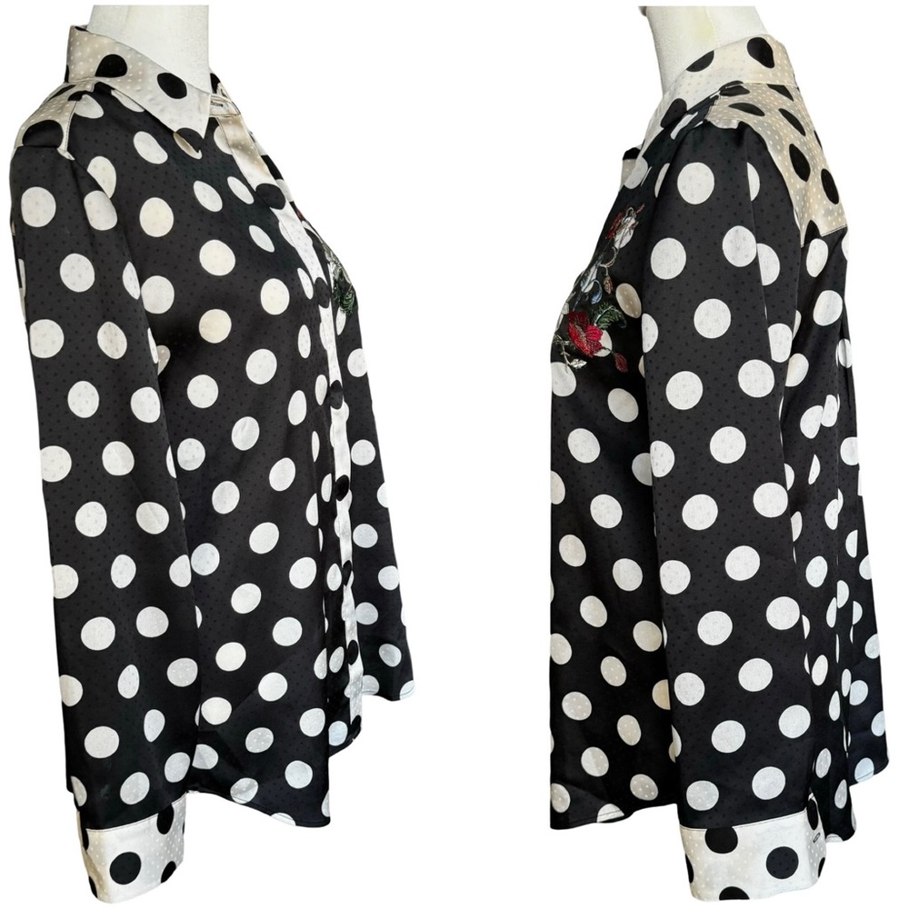 Chico’s Polka Dot Floral Embroidered Blouse - Picture 7 of 15